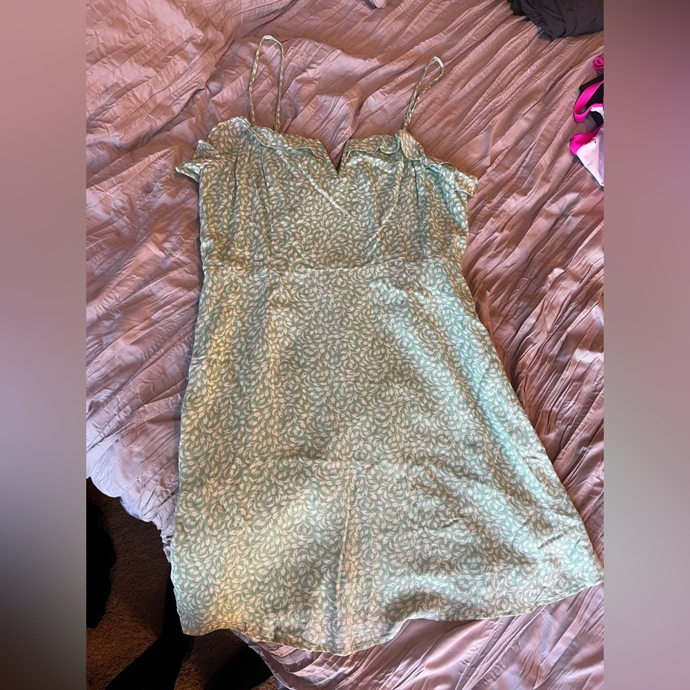 Pink lily sage green dress large
